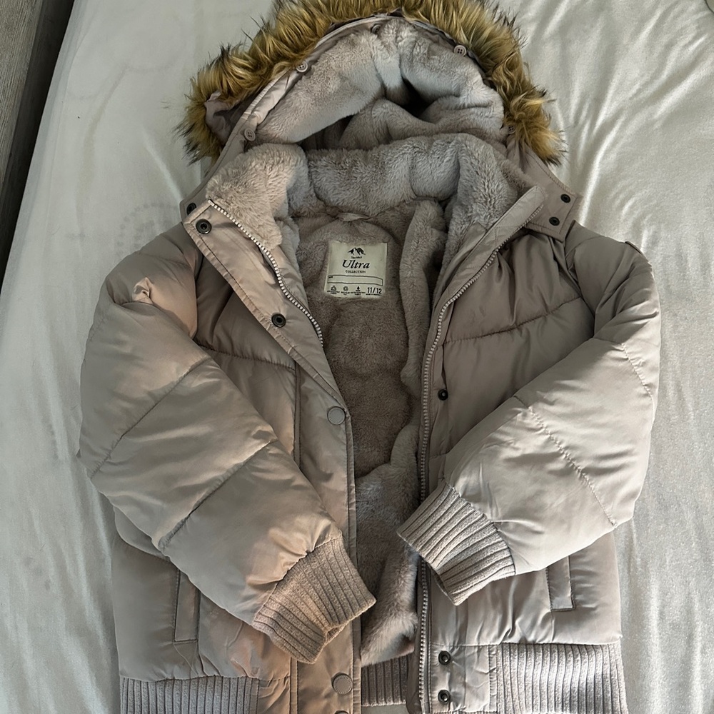 Abercrombie & Fitch Kids Puffer Jacket with Faux Fur Hood